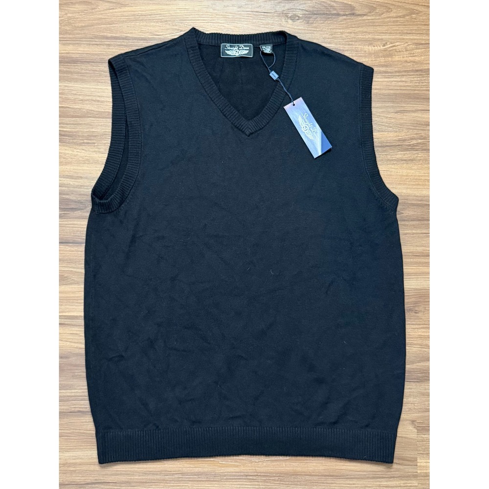 Straight Down Mens Black Bamboo Wool Blend V-Neck Sweater Vest NWT Sz 2XL